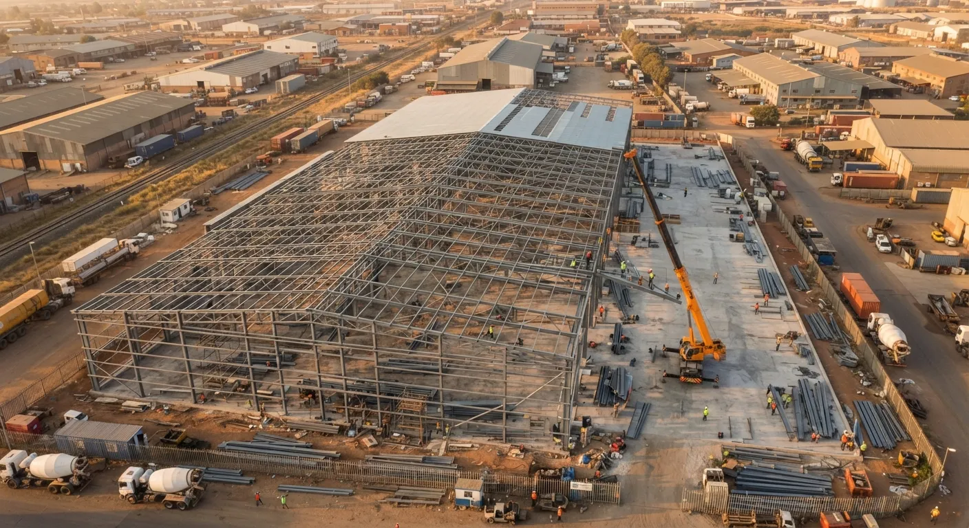 Aerial view of a construction site
