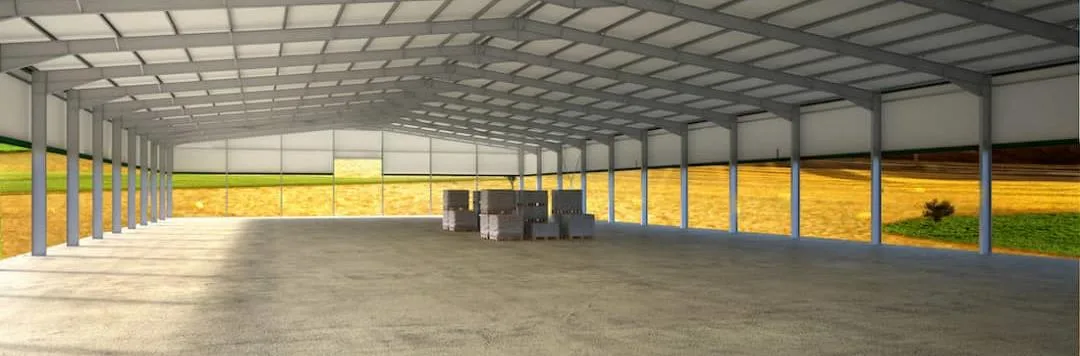 Architectural render of the steel warehouse interior